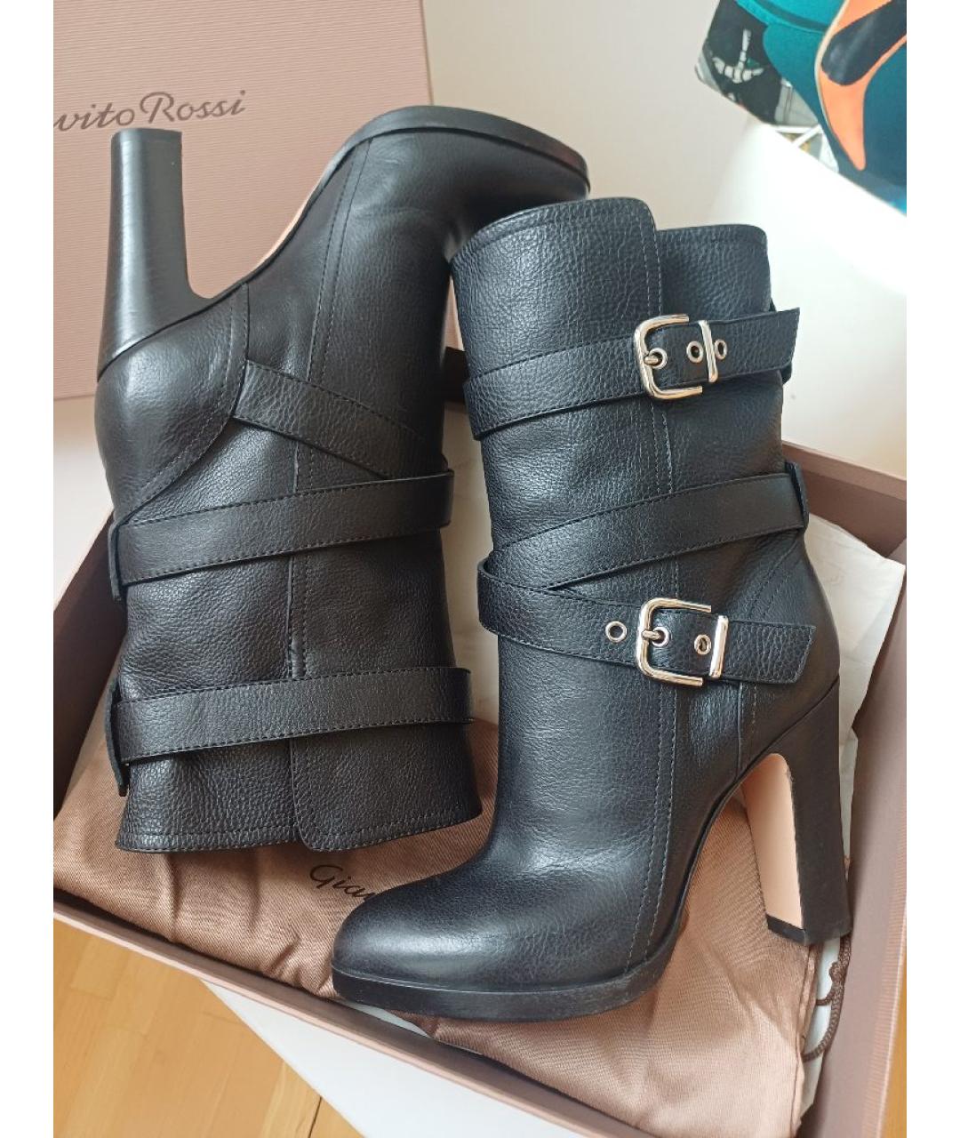 GIANVITO ROSSI Черные кожаные сапоги, фото 5