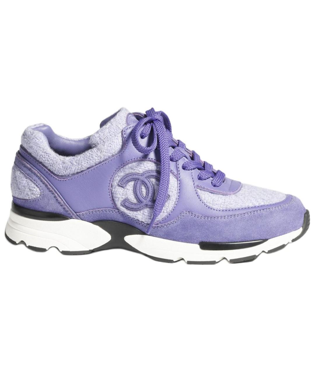 CHANEL Фиолетовые замшевые кроссовки, фото 1