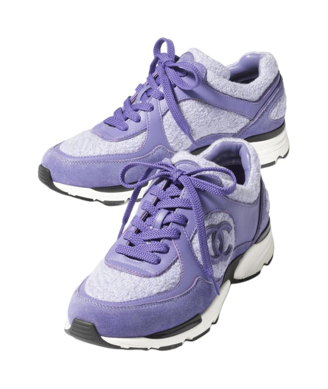 CHANEL Фиолетовые замшевые кроссовки, фото 3