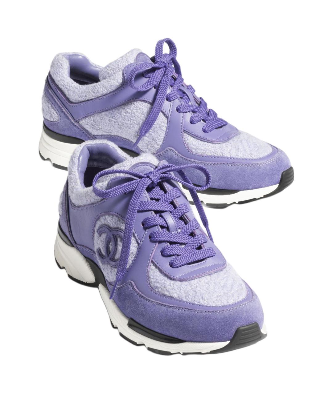 CHANEL Фиолетовые замшевые кроссовки, фото 4