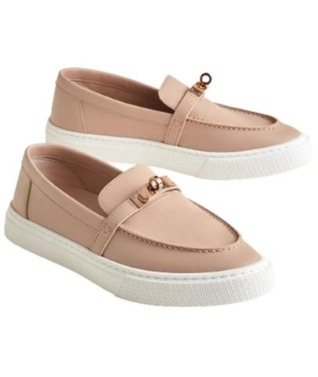 HERMES Розовые кожаные лоферы, фото 3