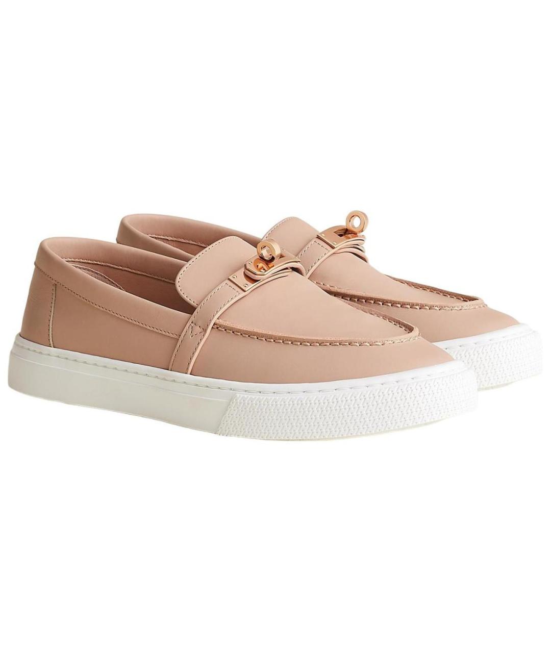 HERMES Розовые кожаные лоферы, фото 4