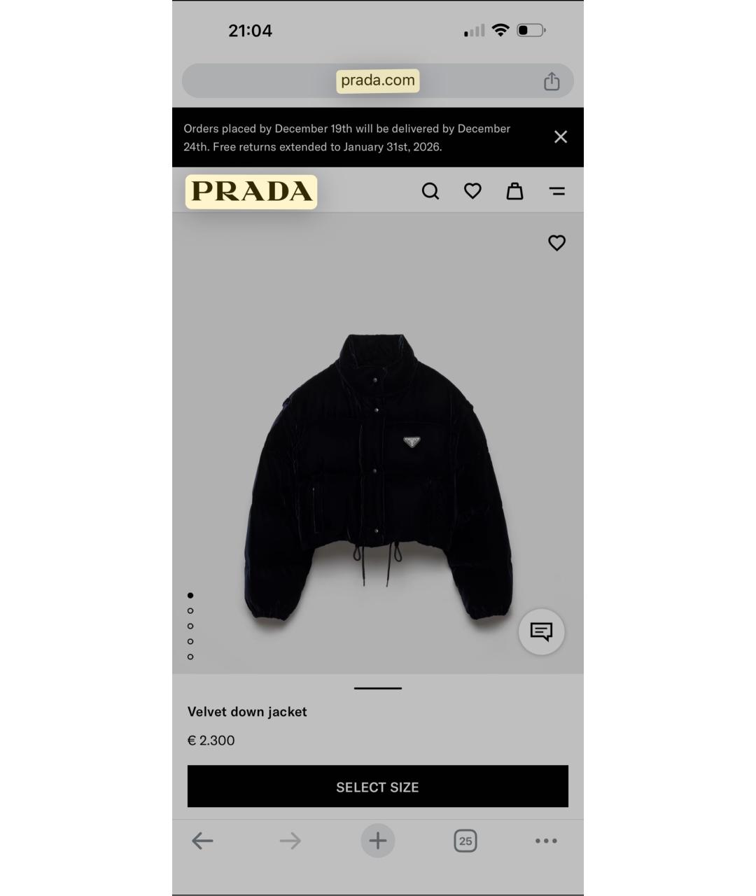 PRADA Черный бархатный пуховик, фото 4