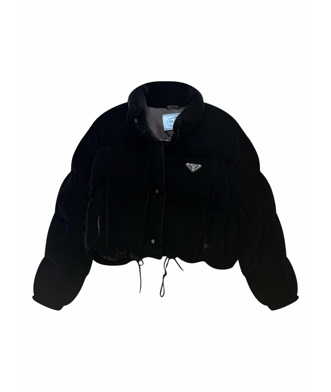 PRADA Черный бархатный пуховик, фото 1