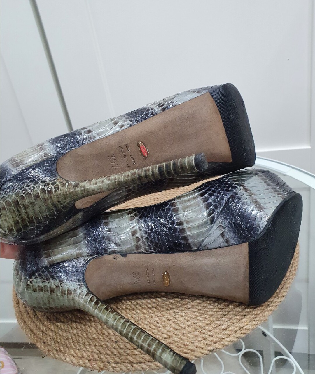 SERGIO ROSSI Серые туфли из экзотической кожи, фото 4