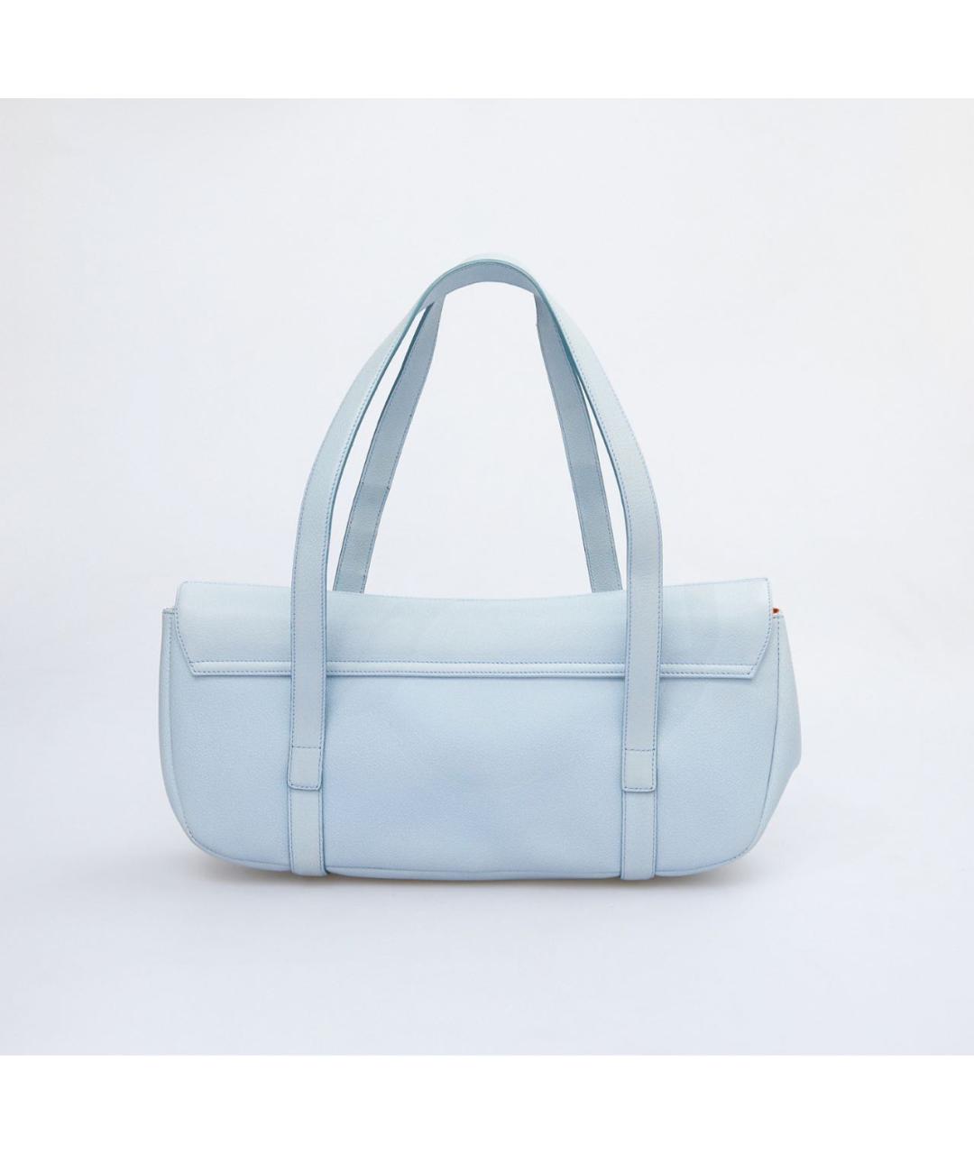 BVLGARI Голубая кожаная сумка с короткими ручками, фото 3