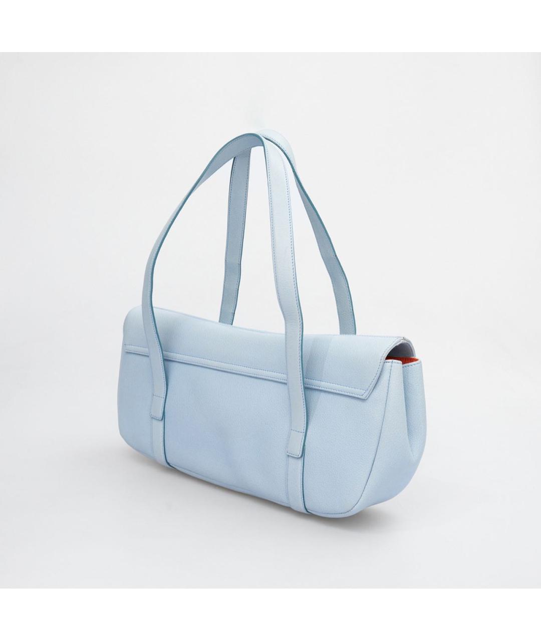 BVLGARI Голубая кожаная сумка с короткими ручками, фото 2