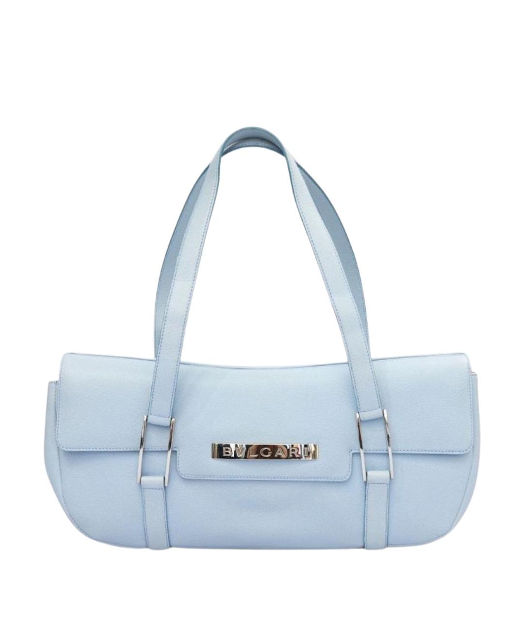BVLGARI Голубая кожаная сумка с короткими ручками, фото 1