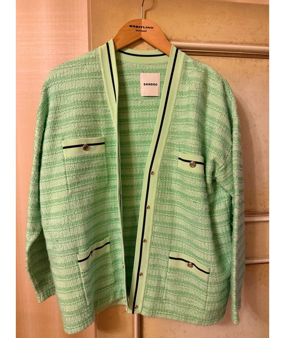 SANDRO Салатовый шерстяной кардиган, фото 5