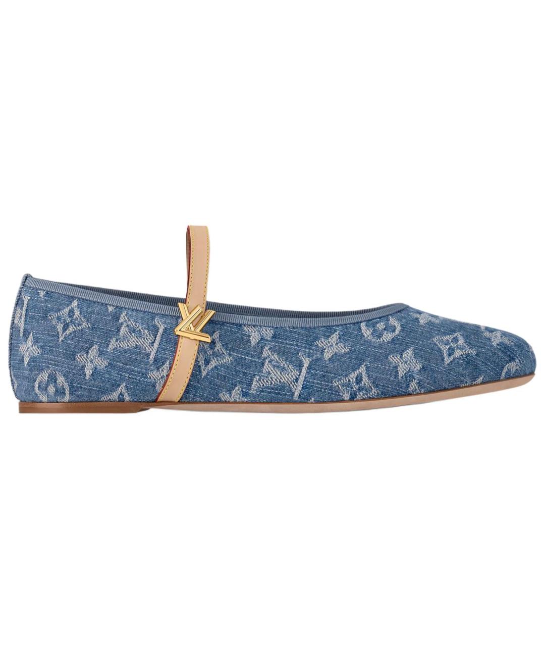 LOUIS VUITTON Синие текстильные балетки, фото 2