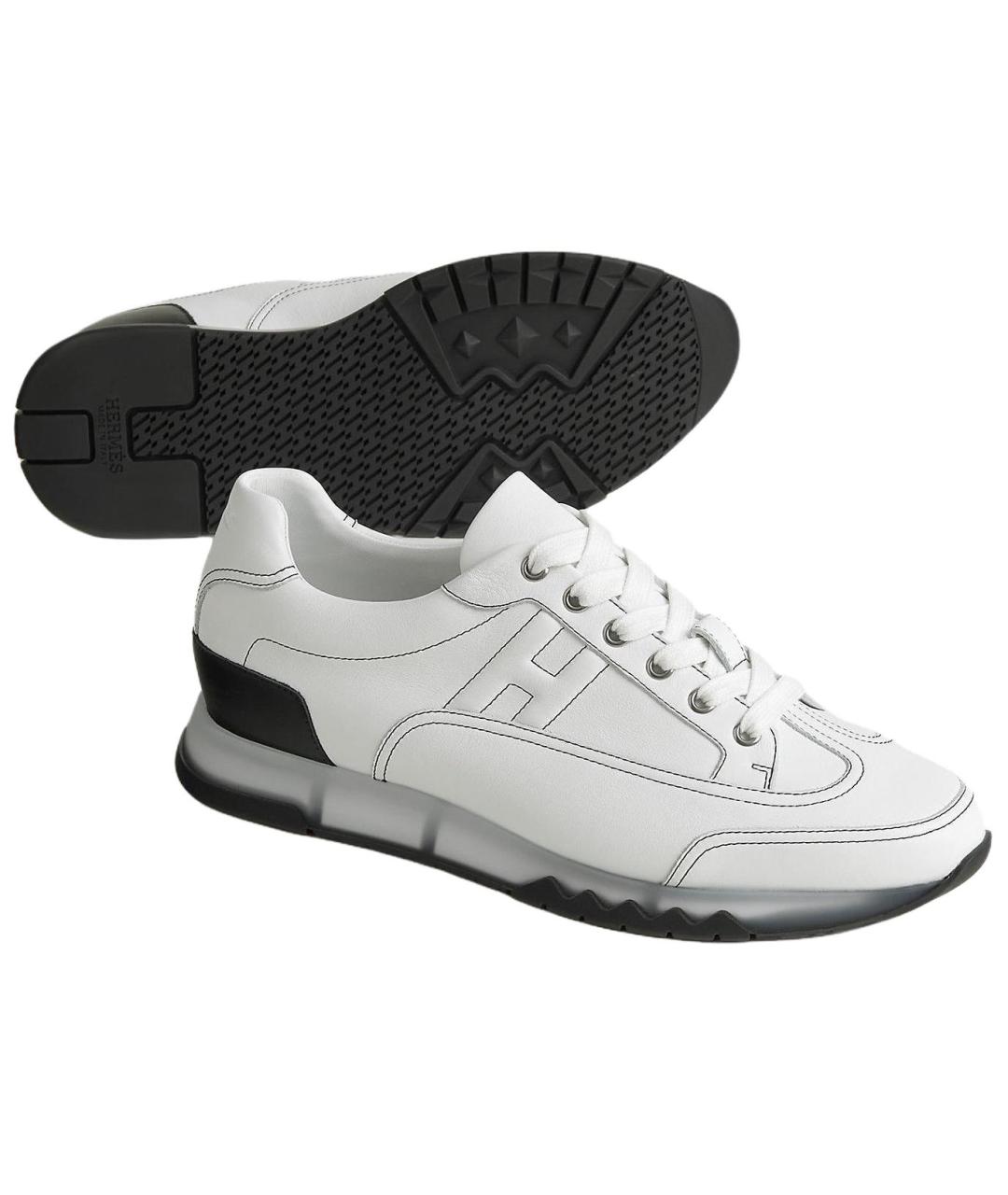 HERMES Белые кожаные низкие кроссовки / кеды, фото 5