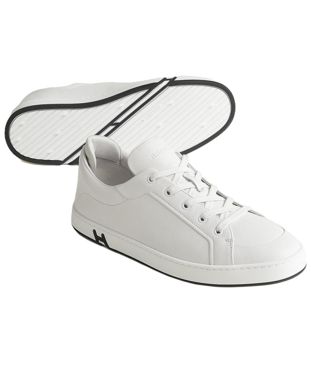 HERMES Белые кожаные низкие кроссовки / кеды, фото 5