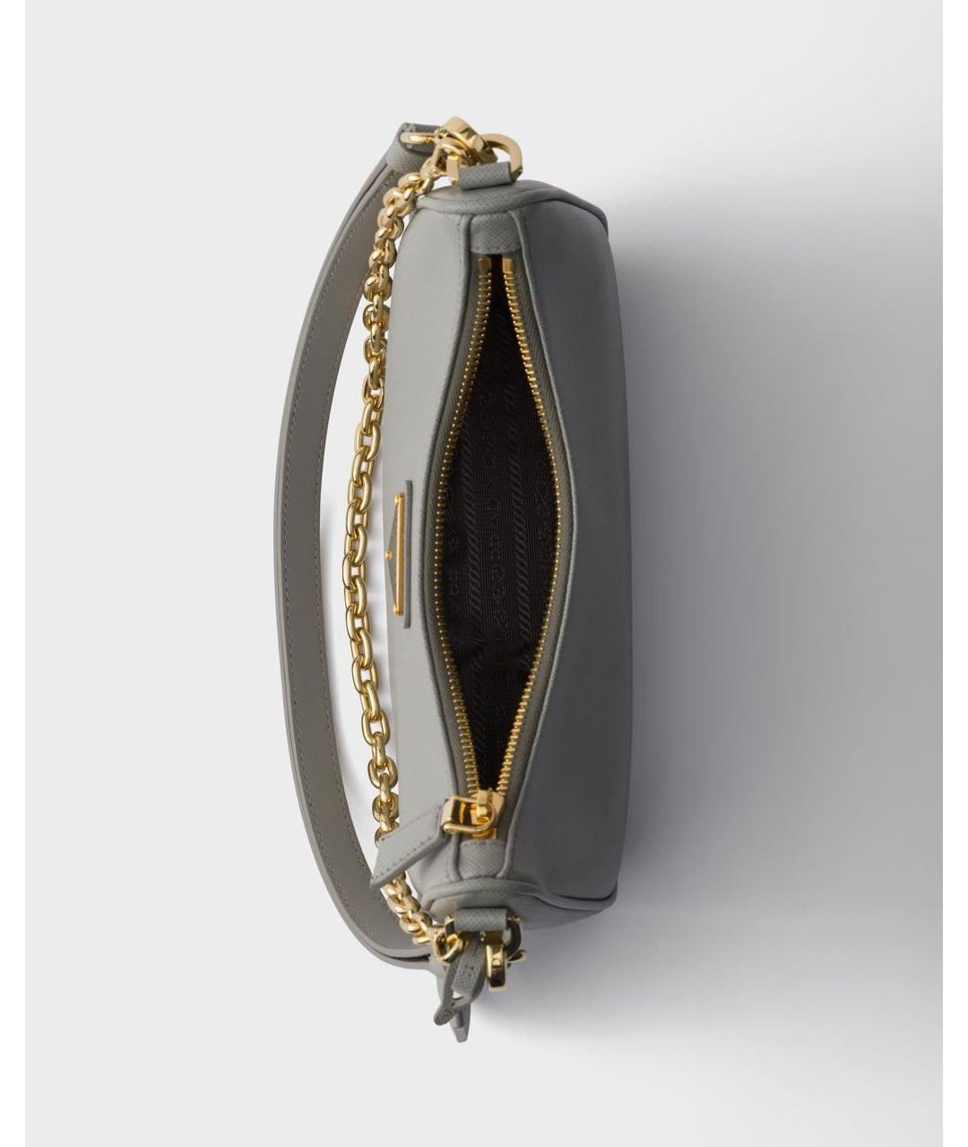 PRADA Серая кожаная сумка через плечо, фото 4