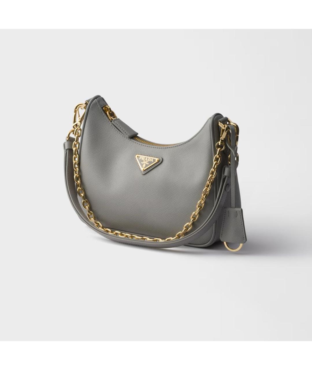 PRADA Серая кожаная сумка через плечо, фото 2