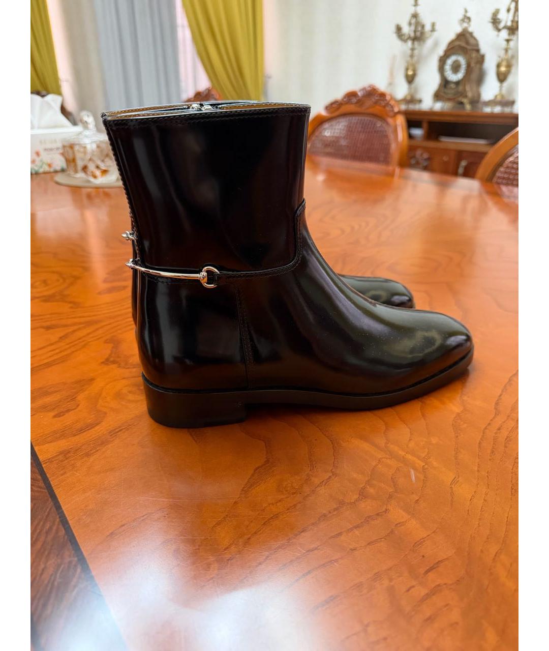 GUCCI Черные кожаные полусапоги, фото 6