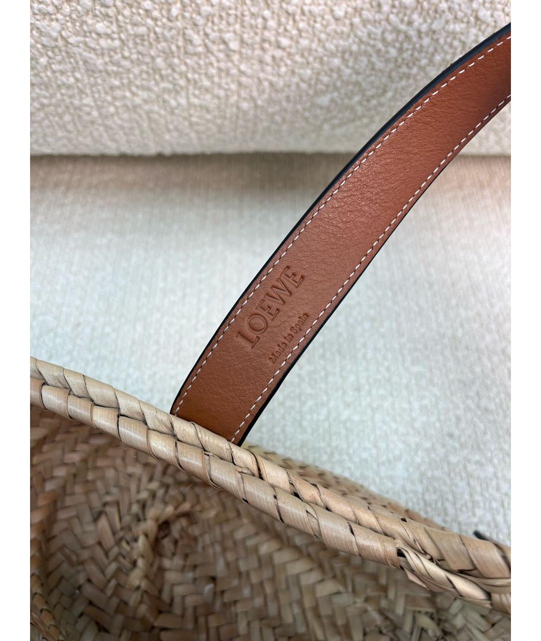 LOEWE Бежевая пелетеная сумка с короткими ручками, фото 7