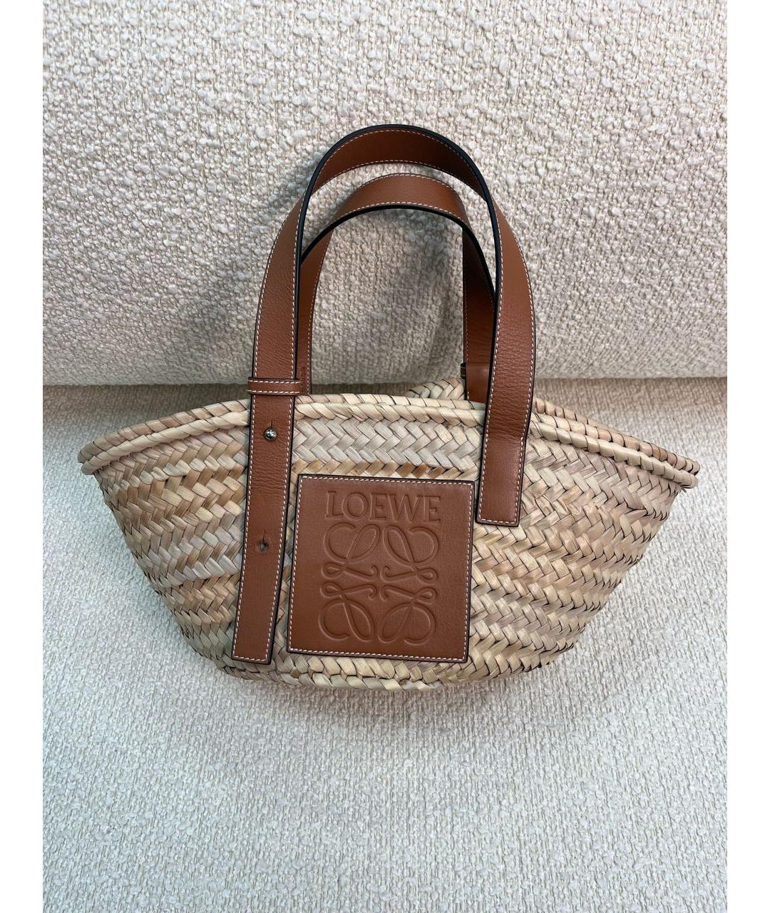 LOEWE Бежевая пелетеная сумка с короткими ручками, фото 9