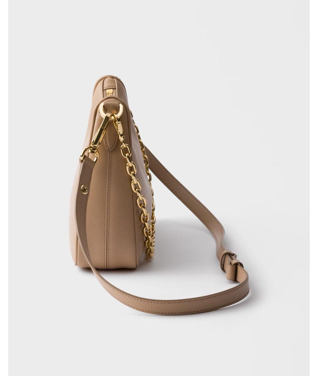 PRADA Бежевая кожаная сумка через плечо, фото 4