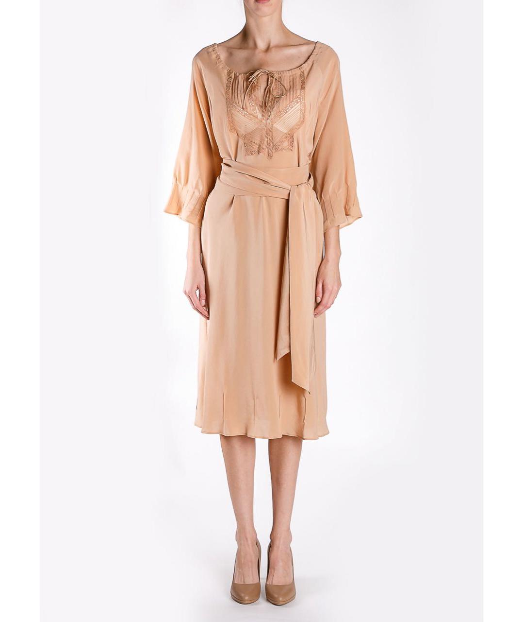 ERMANNO SCERVINO Бежевое шелковое коктейльное платье, фото 2