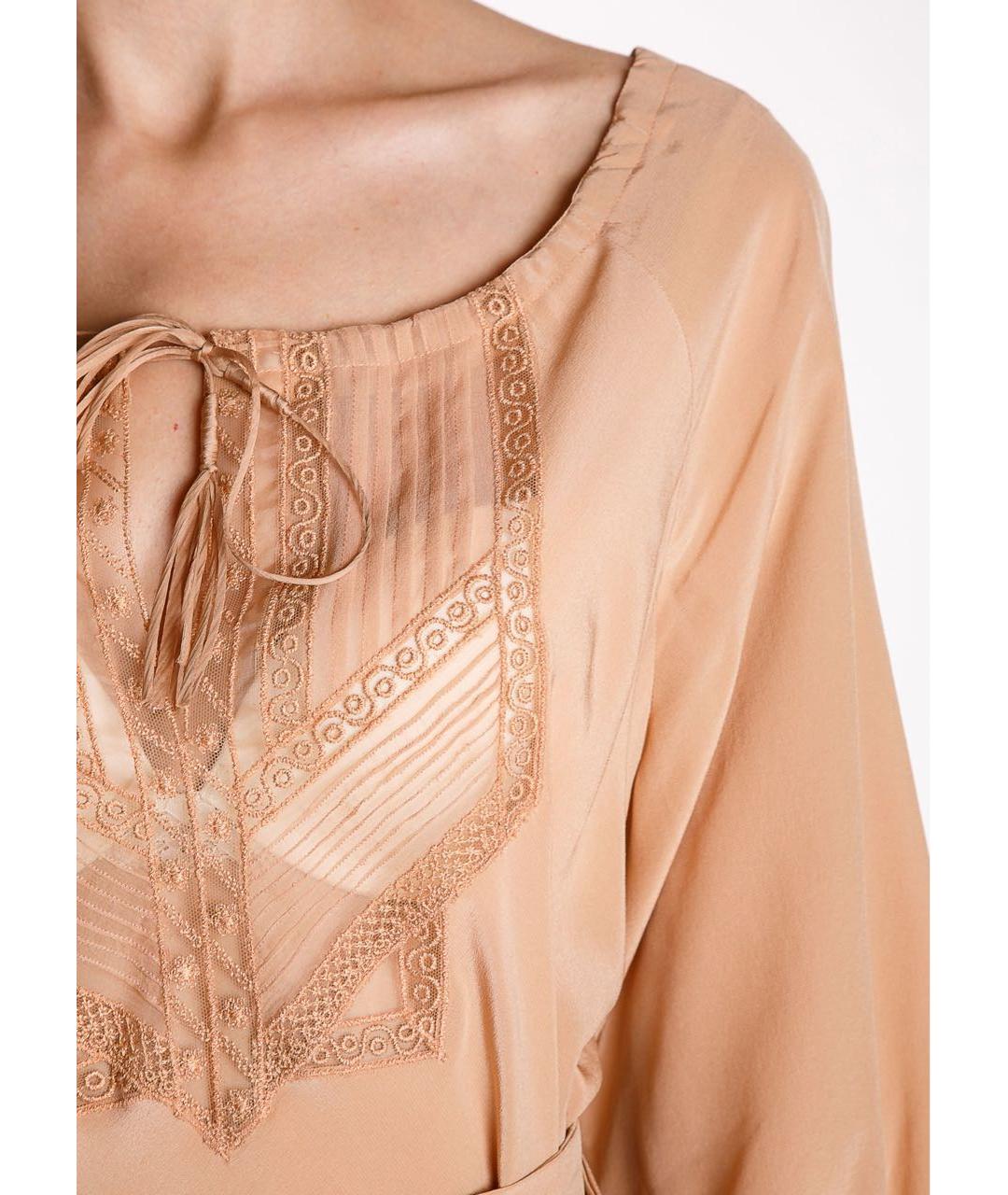 ERMANNO SCERVINO Бежевое шелковое коктейльное платье, фото 5