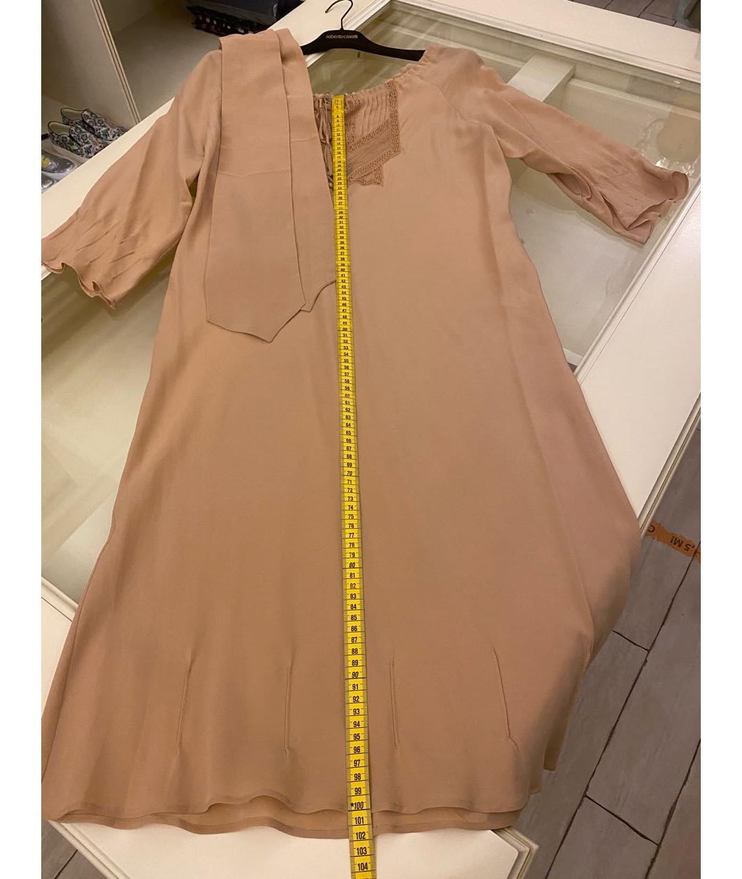 ERMANNO SCERVINO Бежевое шелковое коктейльное платье, фото 7