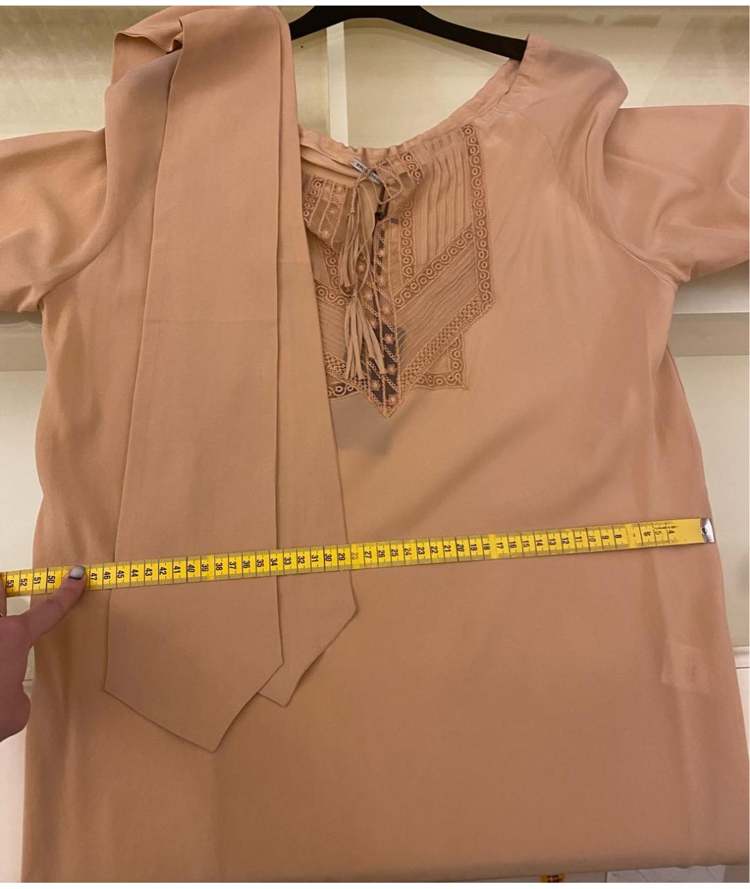 ERMANNO SCERVINO Бежевое шелковое коктейльное платье, фото 8