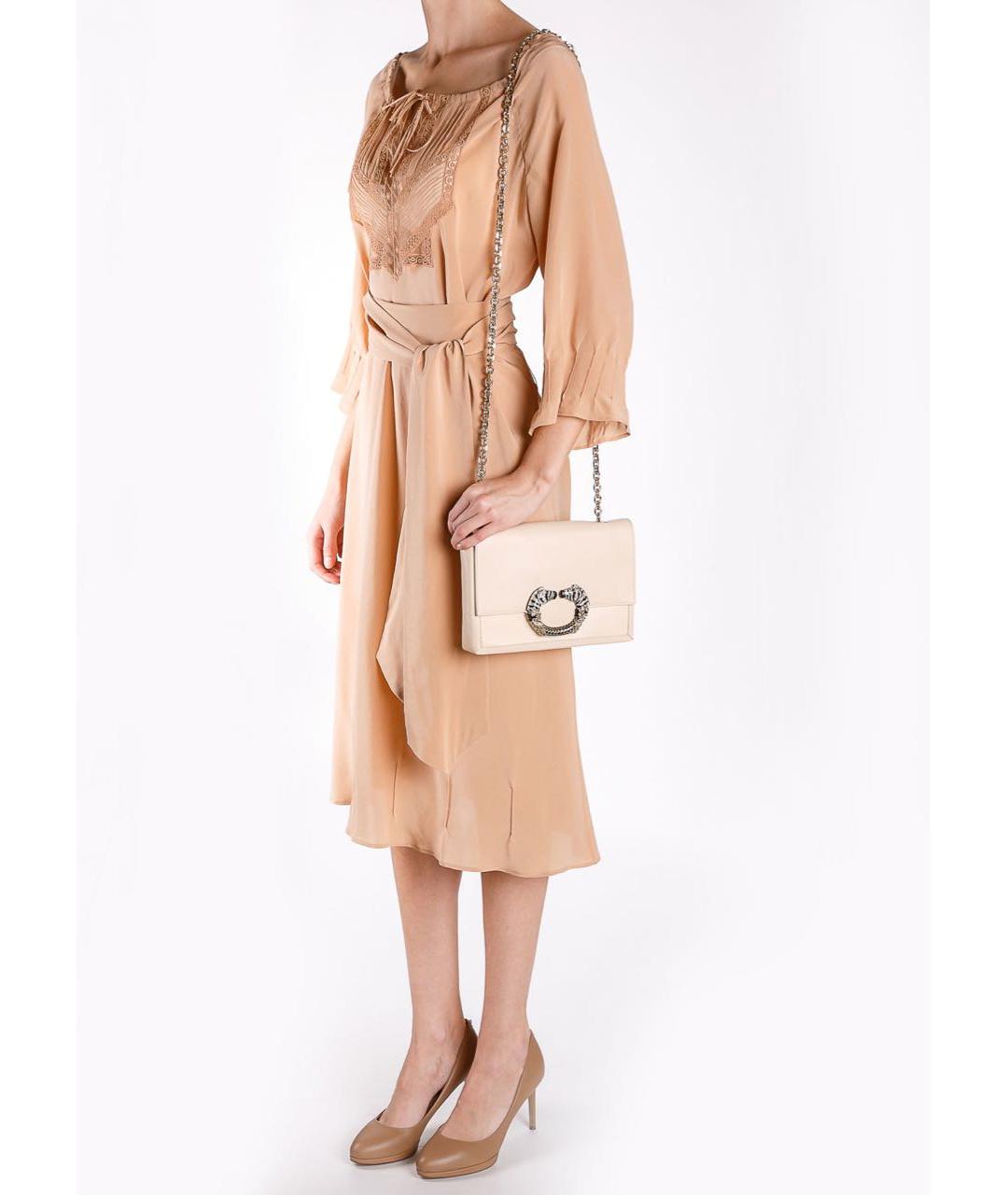 ERMANNO SCERVINO Бежевое шелковое коктейльное платье, фото 3