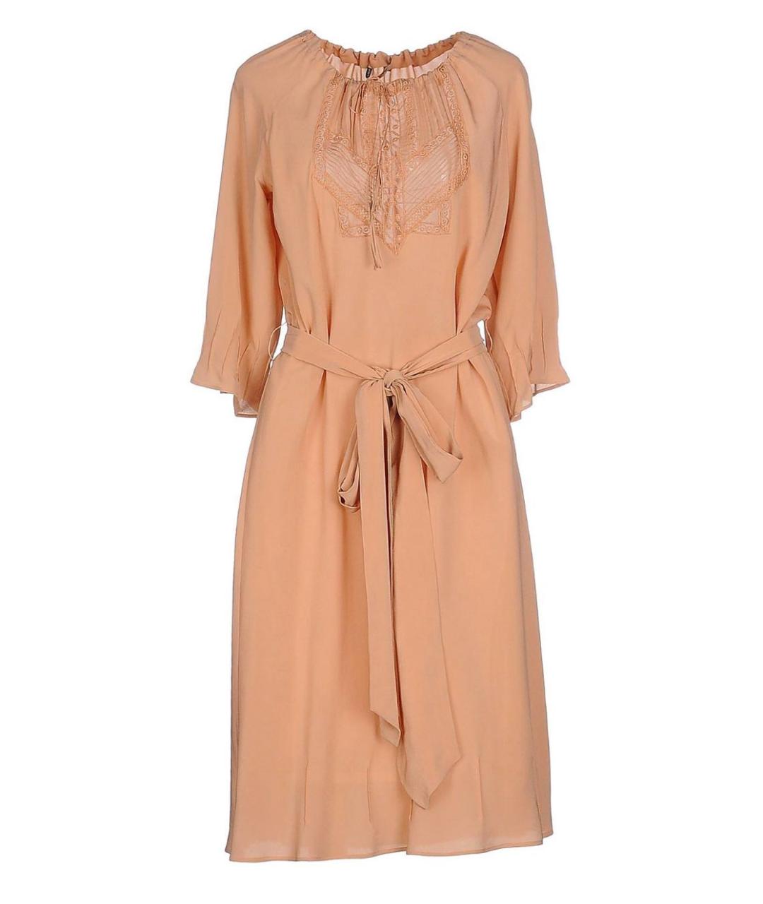 ERMANNO SCERVINO Бежевое шелковое коктейльное платье, фото 1