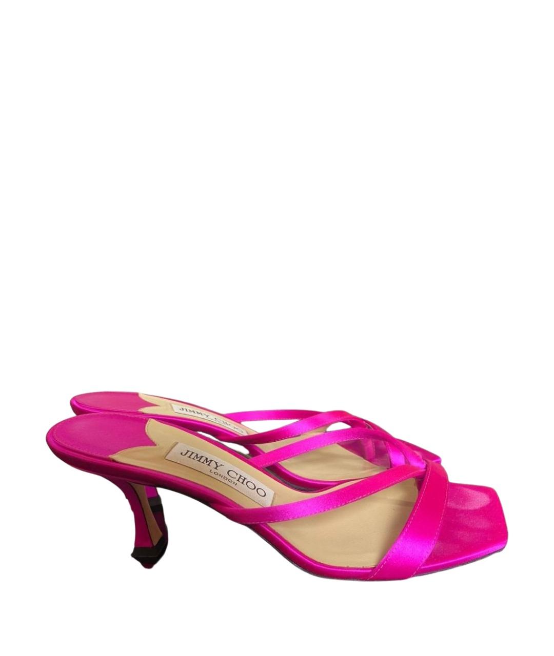 JIMMY CHOO Фуксия текстильные мюли, фото 1