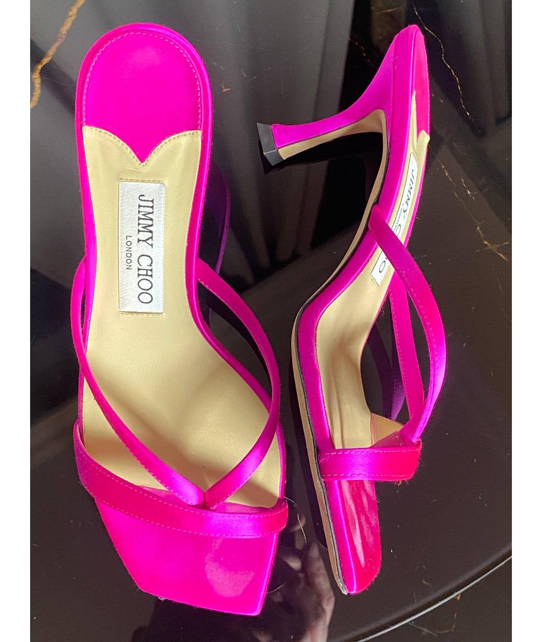 JIMMY CHOO Фуксия текстильные мюли, фото 3