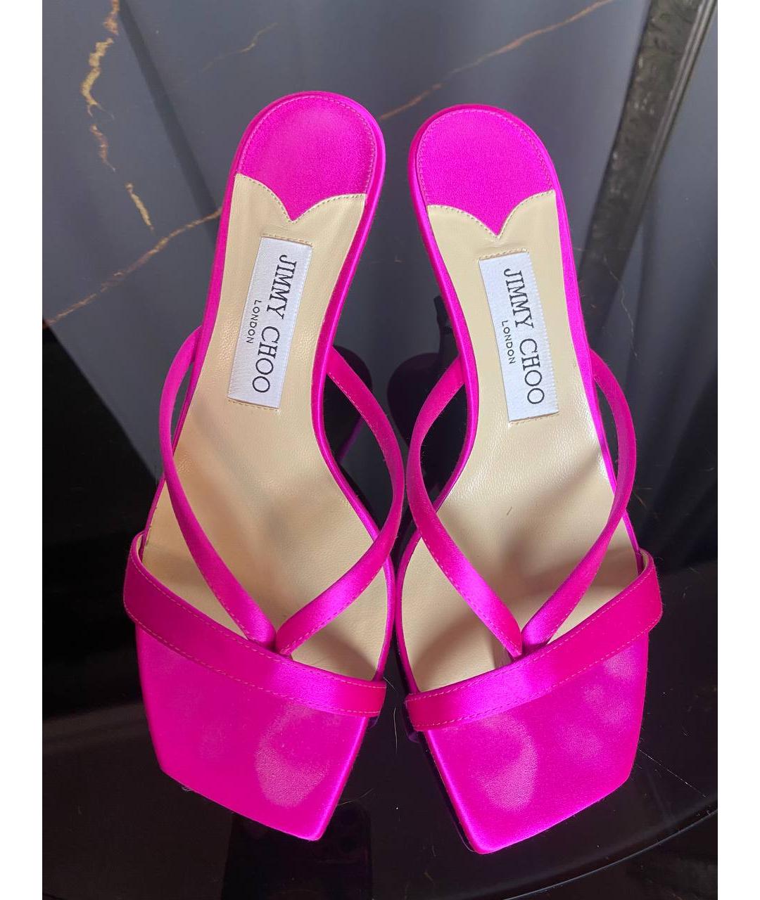 JIMMY CHOO Фуксия текстильные мюли, фото 2