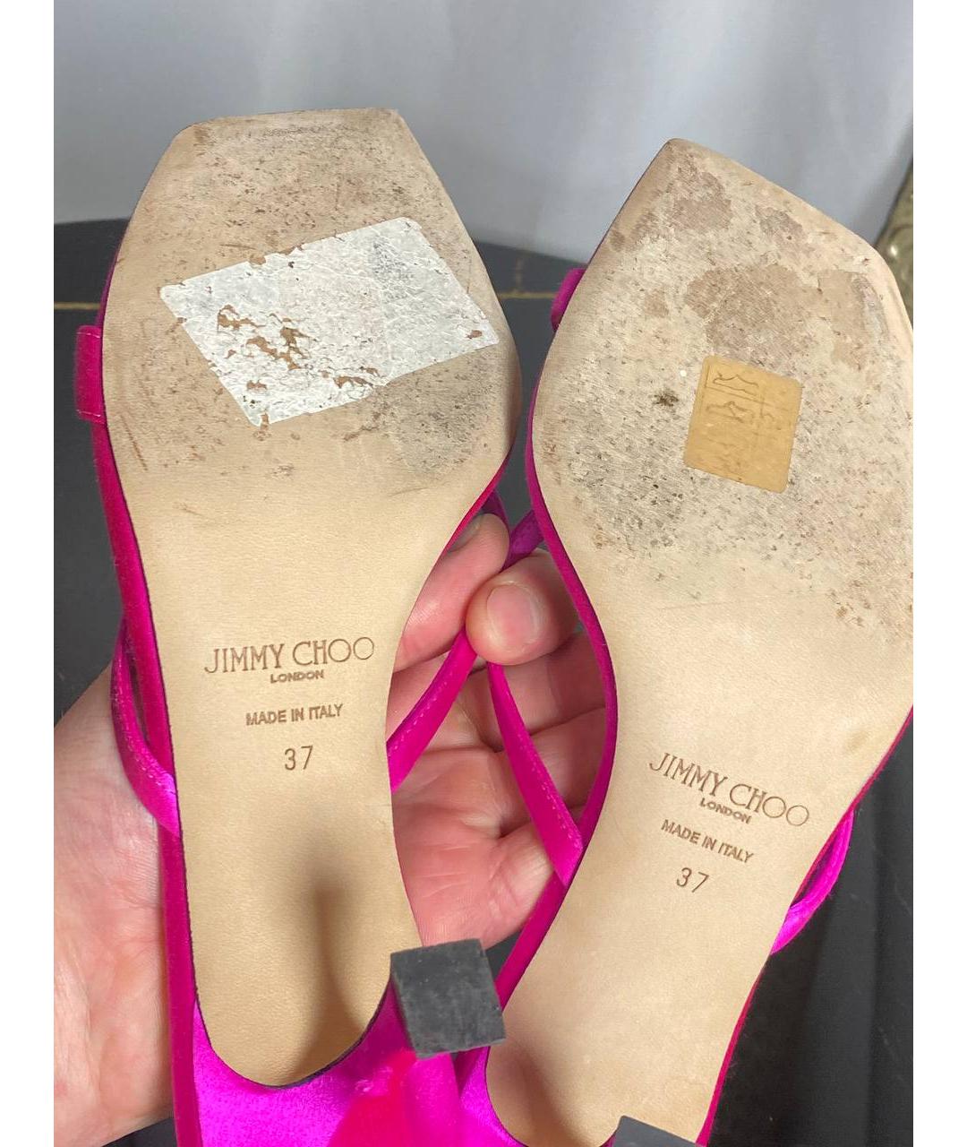 JIMMY CHOO Фуксия текстильные мюли, фото 5