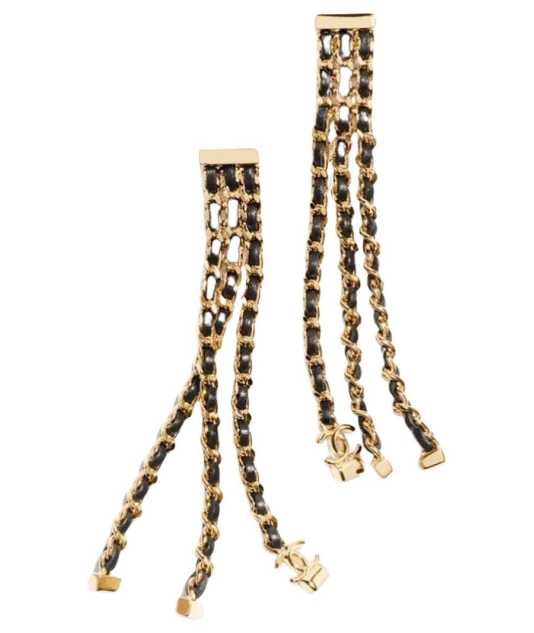 CHANEL Золотые металлические серьги, фото 1