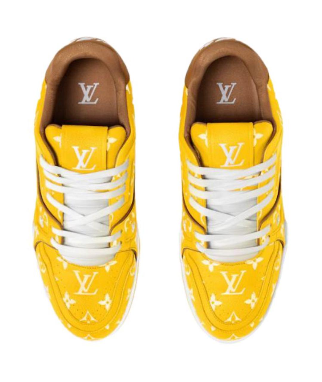 LOUIS VUITTON Желтые кожаные низкие кроссовки / кеды, фото 4