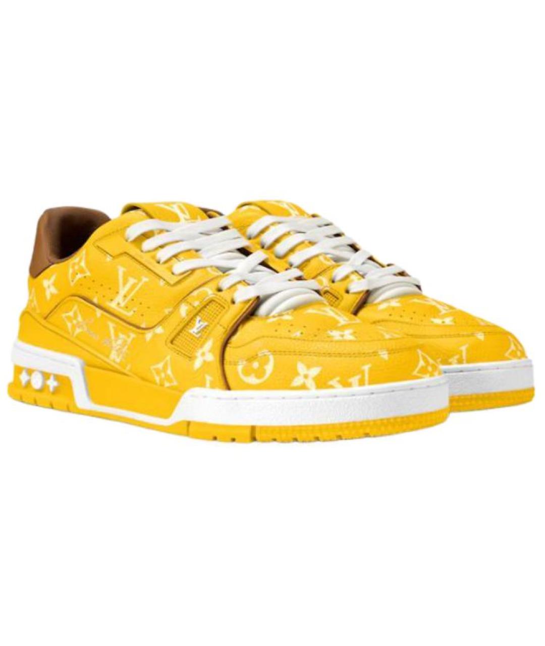 LOUIS VUITTON Желтые кожаные низкие кроссовки / кеды, фото 3