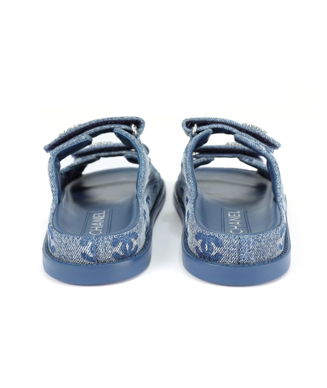CHANEL Синие кожаные сандалии, фото 3