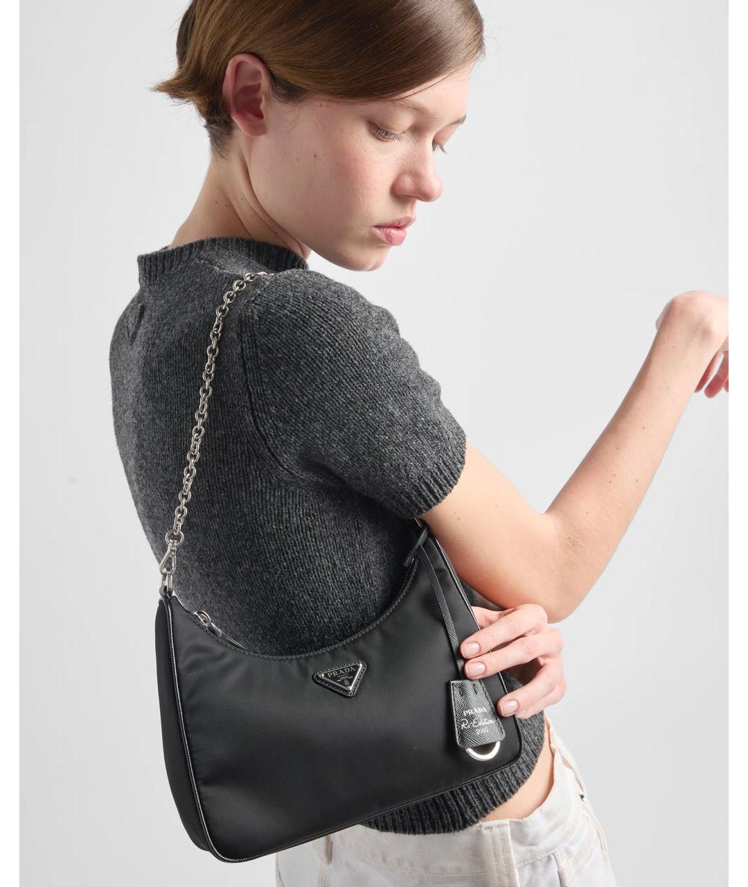 PRADA Черная тканевая сумка через плечо, фото 2