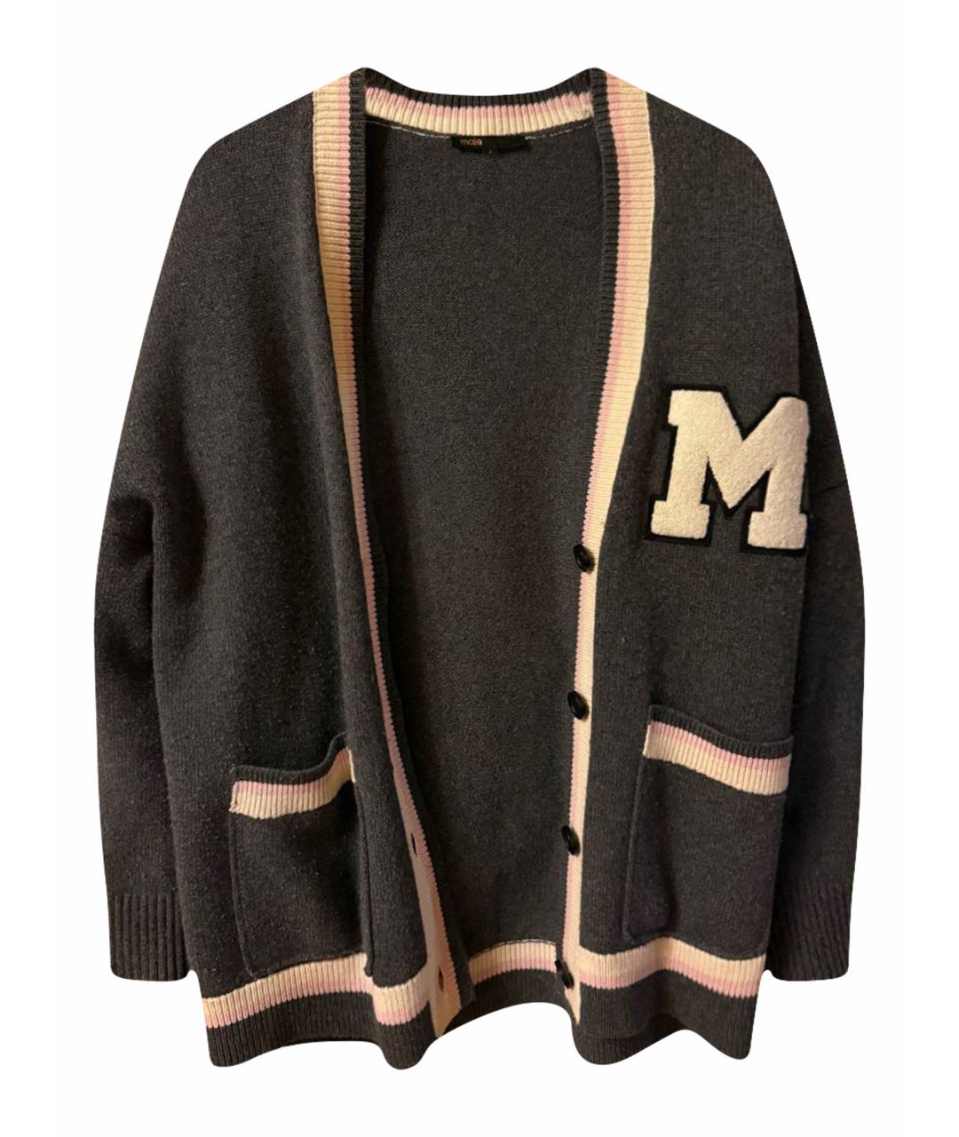 MAJE Антрацитовый шерстяной кардиган, фото 1