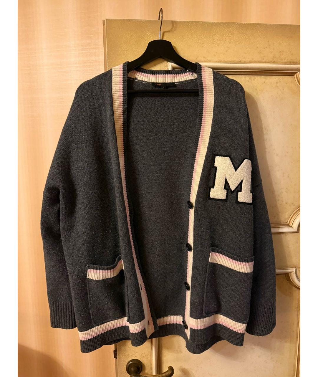 MAJE Антрацитовый шерстяной кардиган, фото 5