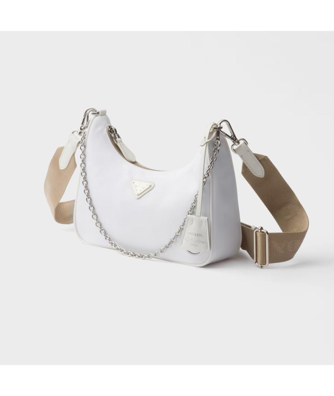 PRADA Белая тканевая сумка через плечо, фото 3
