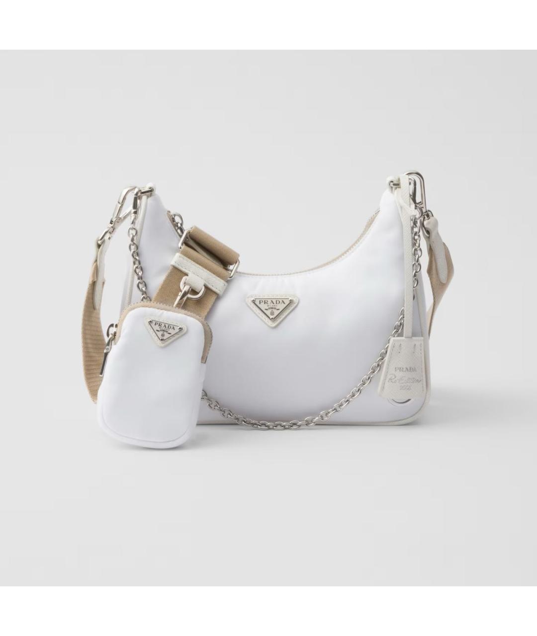 PRADA Белая тканевая сумка через плечо, фото 6