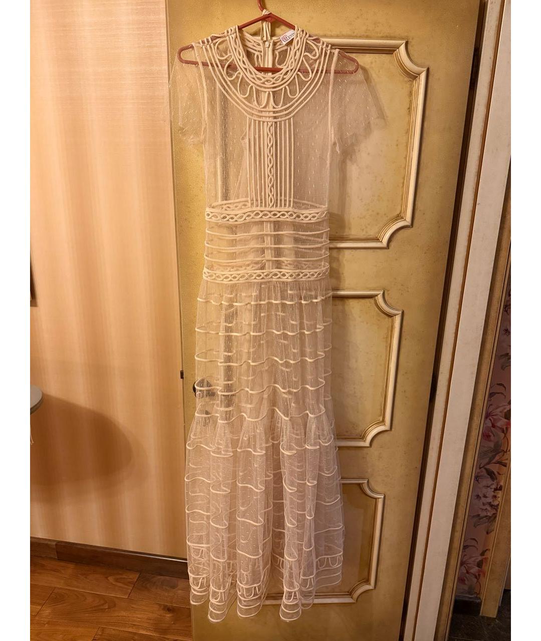 RED VALENTINO Бежевое сетчатое вечернее платье, фото 5