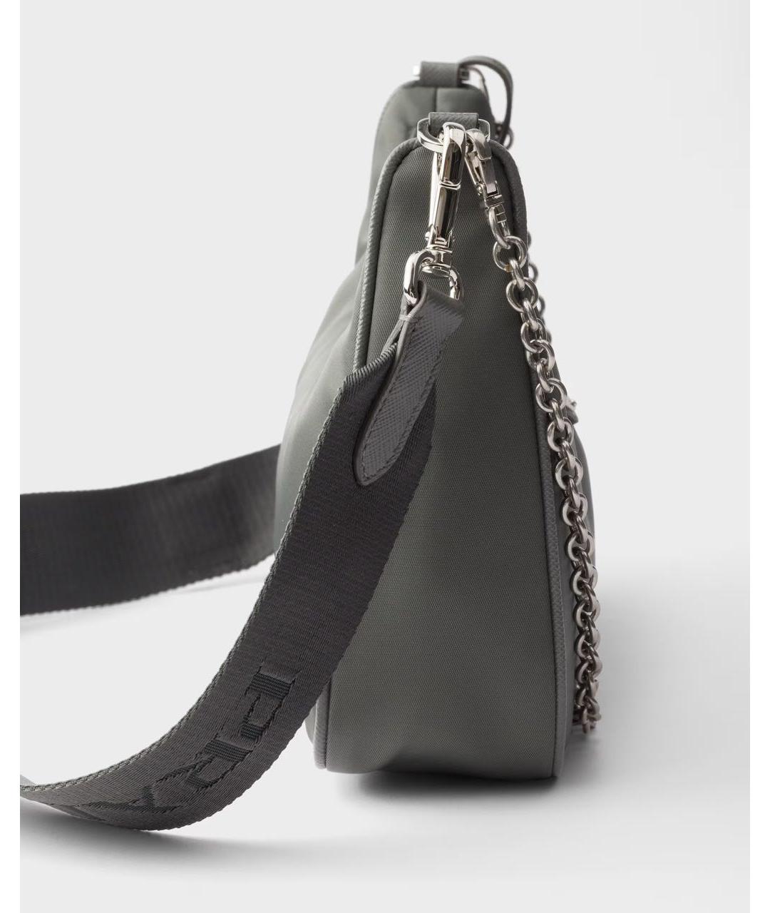 PRADA Серая тканевая сумка через плечо, фото 5