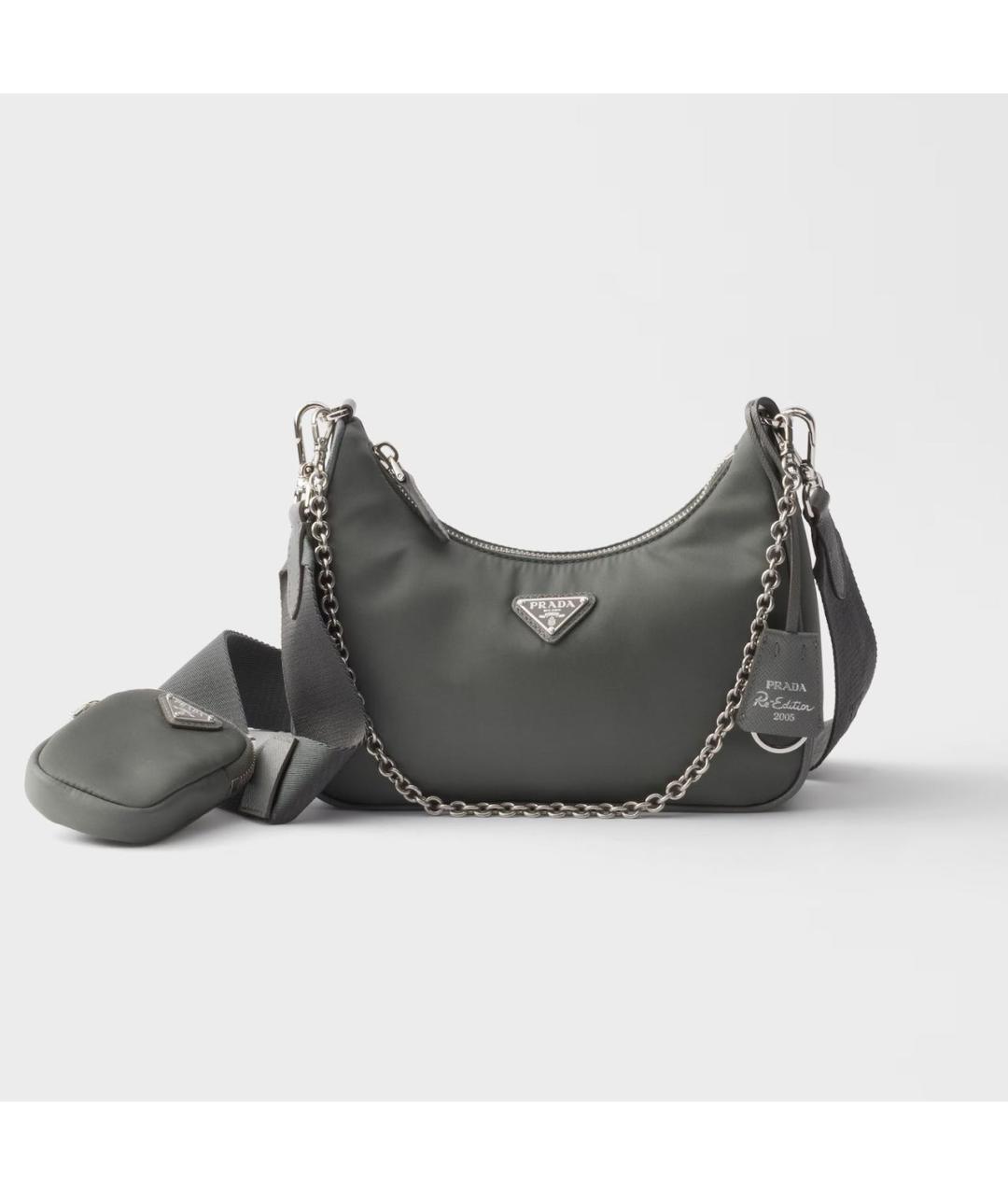 PRADA Серая тканевая сумка через плечо, фото 7