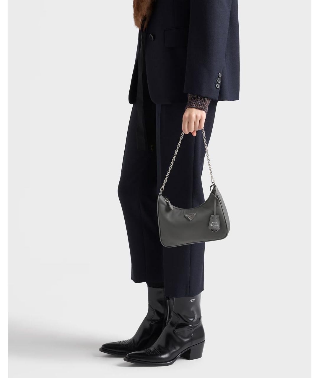 PRADA Серая тканевая сумка через плечо, фото 6