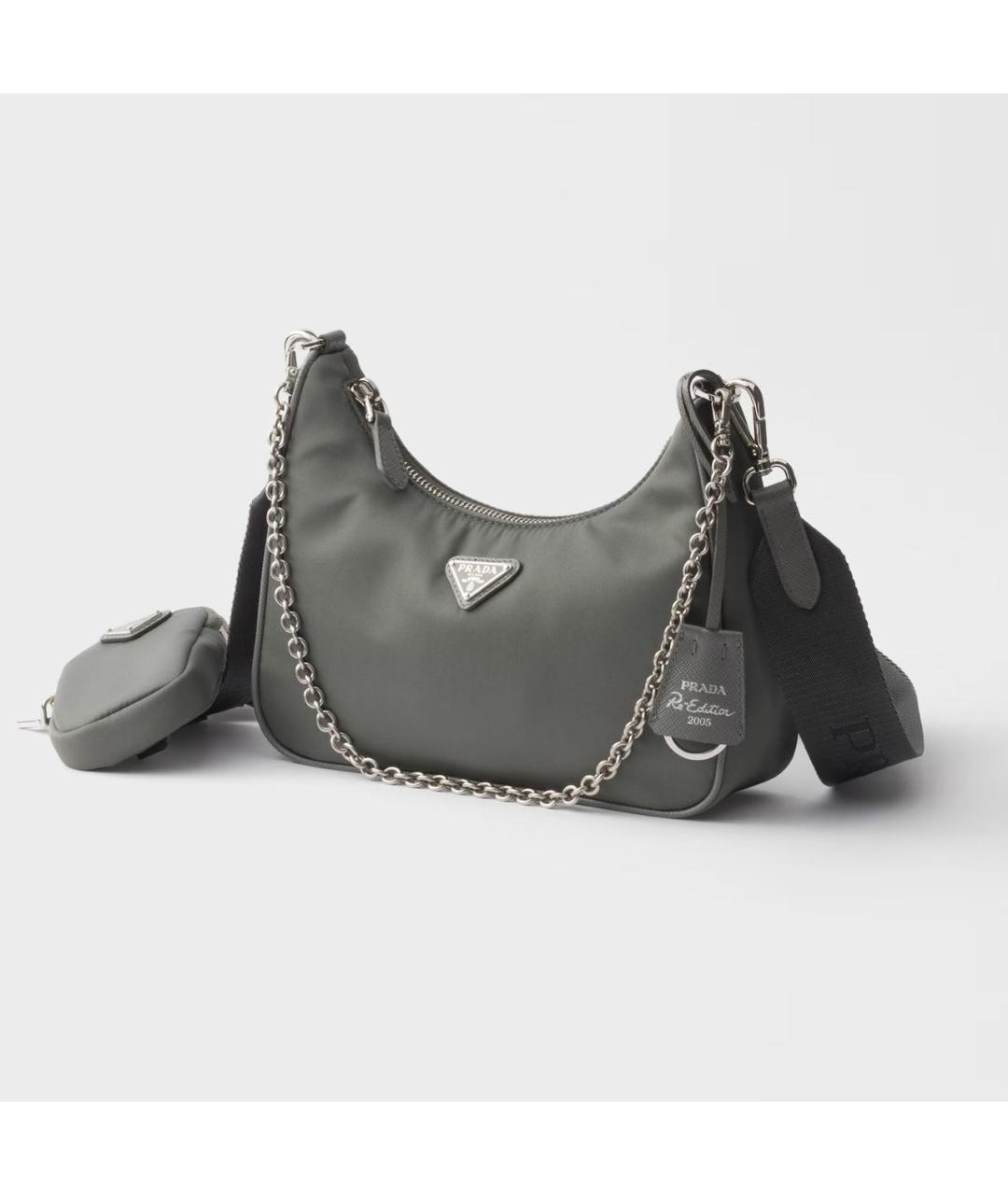 PRADA Серая тканевая сумка через плечо, фото 3
