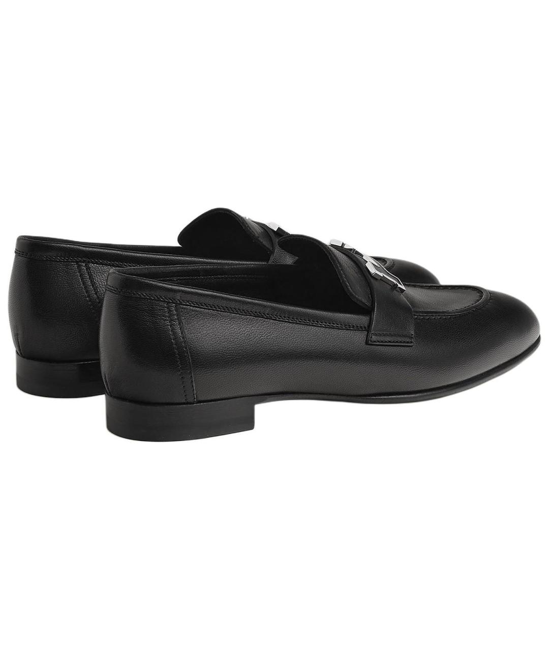 HERMES Черные кожаные лоферы, фото 5