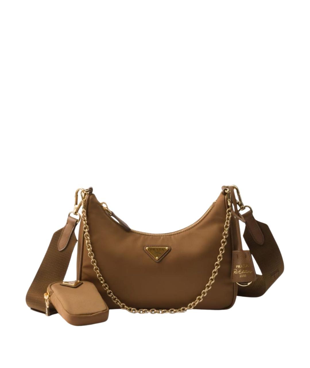 PRADA Коричневая тканевая сумка через плечо, фото 1