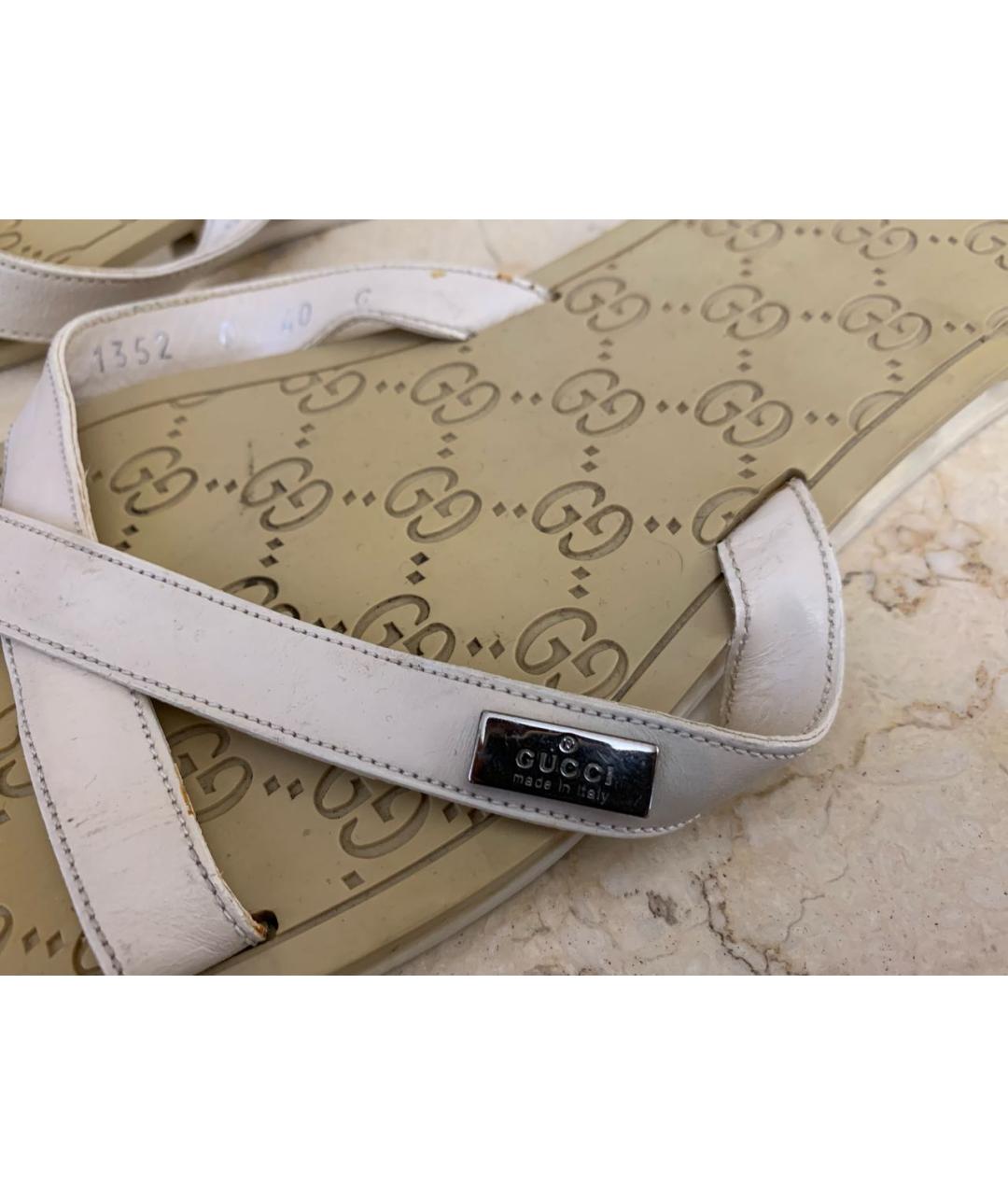 GUCCI Бежевые кожаные шлепанцы, фото 5