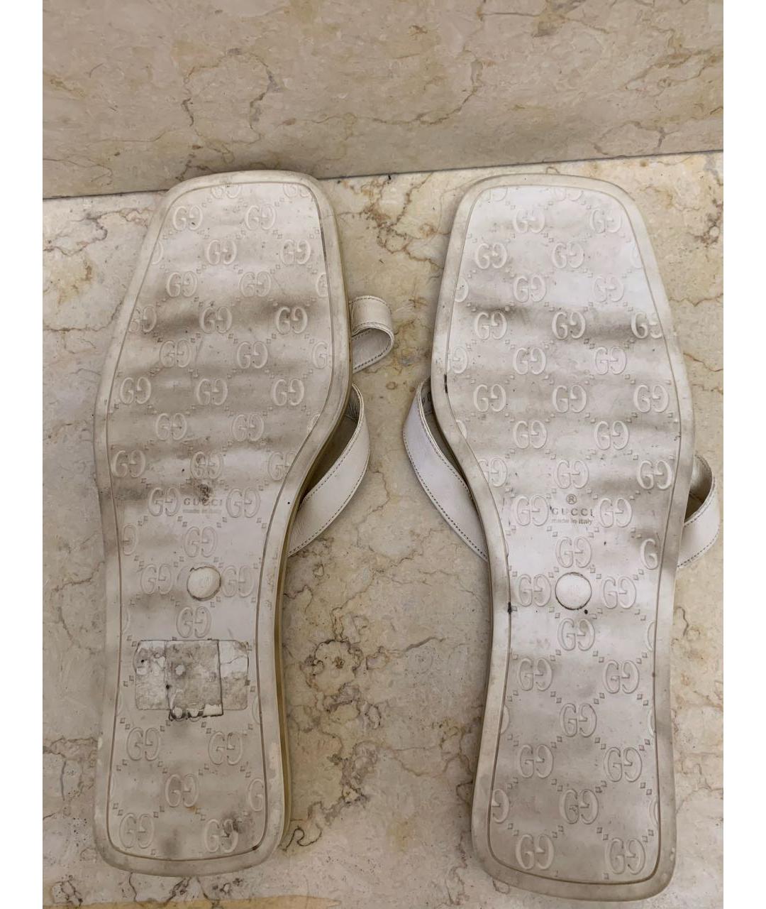 GUCCI Бежевые кожаные шлепанцы, фото 4